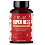 Rooted Actives Super Reds Fruits supplement, 21 nutritious fruits, berries (60 Tablets) | Rich in antioxidants, flavonoids & polyphenols | Heart, Circulation health, Energy & Vitality