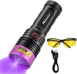 ALONEFIRE SV53 15W 365nm UV Flashlight USB Rechargeable Ultraviolet Black Light Pet Urine Detector for Resin Curing, Fishing, Scorpion, Dry Glue, Minerals with UV Protective Glasses, Battery Included