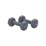 Amazon Basics Neoprene Coated Hexagon Workout Dumbbell Hand Weight, 7 Pound - Set of 2, 14 Pounds, Light Grey