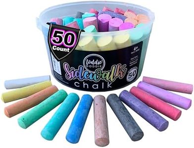 Loddie Doddie Jumbo Sidewalk Chalk - 50-Piece Multicolor Bucket - Washable Sidewalk Chalk for Kids Driveway Art - Bucket for Outdoor Kids Activities - Ergonomic Sticks for Toddler Outdoor Activities