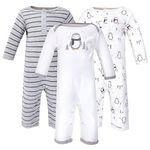 Hudson Baby baby-boys Cotton Coveralls, Gray Penguin, 0-3 Months