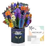 GREETING ART Halloween Cards,Halloween Bouquet Pop Up Card,3D Paper Flower Greeting Card,Pop Up Halloween Card,Holiday Card,Happy Halloween Card