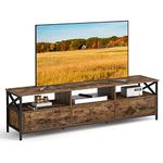 VASAGLE TV Stand, TV Cabinet for up to 80 Inch TV, TV Table with 3 Drawers and 3 Open Shelves, 40 x 178 x 50 cm, for Living Room, Bedroom, Steel Frame, Rustic Brown and Black LTV302B01