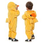 Doladola Unisex Baby Toddlers Romper Jumpsuit Hooded Cartoon Sleepsuits Infant Outfit (6-12 Months, Yellow Duck)