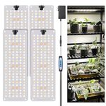 Garpsen Grow Light, 6000K Full Spectrum Plant Lights for Indoor Growing with Auto Timer 6/12/16H, 5 Dimmable Levels & 3 Color Modes, 552 LEDs Grow Lamp Panel for Seed Starting, Veg and Bloom(4Panels)