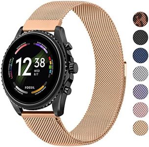 Meliya Metal Band for Fossil Men's Gen 6/5E 44mm/Gen 5 Carlyle/Garrett/Women's Julianna Smart Watch, 22mm Adjustable Stainless Steel Metal Replacement Band for Women Men (Rose Gold)