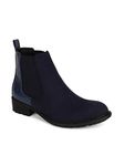 Bruno Manetti Women's Navy Ankle Length slipon with side elastic kroko style Boots