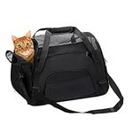 DONYER POWER Soft Sided Pet Carrier for Dogs & Cats Comfort Airline Approved Under Seat Travel Tote Bag, Travel Bag for Small Animals with Mesh Top and Sides,BLACK