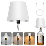 Wireless Bottle Lamp Shade White - Portable LED Wine Bottle Lamp with Stopper, 3 Color Stepless Dimming Rechargeable Touch Wine Bottle Lights for Any Liquor Bottle Bars Restaurants