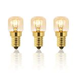 Pack of 3 Oven Light Bulbs T22 E14 Dimmable, 2700K Warm White, Heat Resistant up to 300°C, 160LM, E14 Small Edison Screw Base, for Ovens, Microwave, Fridge, Salt Lamps