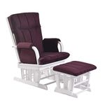 Artiva USA Home Deluxe Microfiber Wood Glider and Ottoman Set, 28"X27"X41"H, PURPLE & White