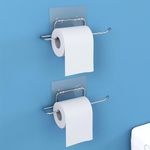 Plantex Toilet Paper Roll Stand Self Adhesive/Bathroom Tissue Paper Roll Holder/Bathroom Accessories (Chrome - Pack of 2)