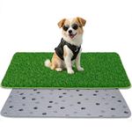 SSRIVER Pee Pads for Dogs with Fake Grass, 60x90cm Indoor Artificial Grass for Dogs Potty 2-in-1 Artificial Grass & Reusable Puppy Pad Set Dogs Potty Training Litter Box for Indoor/Outdoor