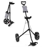 SPOTRAVEL Golf Trolley, Foldable Golf Cart with Ergonomic Handle and Adjustable Bag Straps, Portable Golf Bag Holder for Children Adults