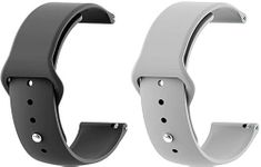 PEFKO PSS79 20MM Silicone Watch Bands Compatible With Amazfit GTS 2 Mini/GTS / 2 / 2e / GTR/Bip/Bip U/Pro/Lite/Bip S, Samsung Galaxy Watch 4/5 [ Combo Pack of 2 ] (200MM, BLACK & GREY)