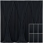 6 Panels Black Backdrop Curtain for Parties Wrinkle Free Black Photo Curtains Backdrop Drapes Fabric Decoration for Birthday Party Wedding 30ft(W) x 10ft(H)