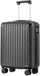 COOLIFE Cabin Suitcase 55X40X20cm for EasyJet Airlines Carry on Cabin Luggage Hard Shell Suitcase Lightweight with TSA Lock and 4 Dual-Spinners Wheels (Black, 55 x 40 x 20cm)