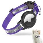 Reflective Airtag Cat Collar, JIARUI Integrated Apple Airtag Cat Collar, GPS Cat Tracker Collar with Airtag Holder and Bell, Lightweight Cat Tracker Collar for Kittens and Puppies [Purple] [S]