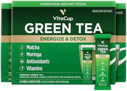 VitaCup Green Tea Instant Packets, Enhance Energy & Detox with Matcha, Moringa, B Vitamins, D3, Fiber, Keto, Paleo, Vegan in Tea Powder Single Serving Sticks, 72 Ct