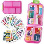 DIY Pocket Pharmacy with Medicine Labels Travel Daily Pill Container Mini Medication Organizer Storage Pill Organizer Travel Essentials Pill Case 7 Day Pill Organizer(Pink & 146 Lables)