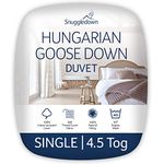 Snuggledown Hungarian Goose Down Single Duvet - 4.5 Tog Premium Lightweight Cool Summer Quilt for Night Sweats - Soft Jacquard Cotton Cover, Hypoallergenic, Machine Washable, Size (135cm x 200cm)