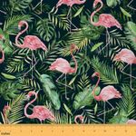 Flamingo Upholstery Fabric by The Yard, Tropical Palm Leaf Decorative Fabric for Upholstery and Home DIY Projects, Hawaiian Leaf Branches Botanical Waterproof Outdoor Fabric, 5 Yards, Green Pink