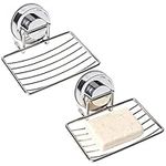 Soap Dish Holder, 2 Packs SUS304 Stainless Steel Soap Basket with Powerful Vacuum Suction Cup, Fast Drying Soap Tray for Shower Bathroom Kitchen Sinks