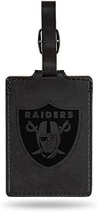 Rico Industries NFL Las Vegas Raiders Black Laser Engraved Ultra Suede Luggage Tag - Includes ID Card 2.75 * 3.5 inches