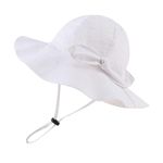 Zsedrut Baby Girl Sun Hats Wide Brim Toddler Floppy Bucket Hat Sun Protection Cap Spring Summer Beach Hat 0-4Years (White Stripe,2-4T)