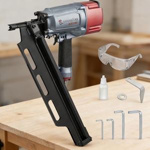 Goodnailer NR2190 21 Degree Plastic Strip Framing Nailer Nail Gun Aluminum Magazine The Same Function As NR83A2 Can Use 2"-3-1/2" Length Nails