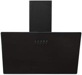 SIA AH60BL 60cm Black Angled Glass Chimney Cooker Hood Kitchen Extractor Fan With 3 Speeds & LED Lights