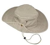 TOSKATOK UPF 50 + Boys Kids Safari Outback Australian Style Cotton Bush Sun Protection Hat with Wide Brim, Detachable Chin Strap, Side Press Studs and Air Vents-STONE-54