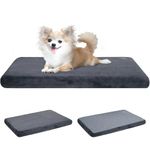 EMPSIGN Dog Bed Crate Pad Mattress Reversible (Cool & Warm), Water Proof Linings, Removable Machine Washable Cover, Firm Support Pet Crate Bed for Small to XX-Large Dogs, Navy Short Plush/Canvas Gray