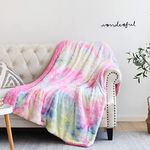 NEWCOSPLAY Super Soft Faux Fur Throw Blanket for Couch Light Rainbow Sherpa Fuzzy Plush Warm Blanket for Sofa Bed (Light Rainbow, Throw(40"x50"))