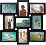 Melannco 18 x 18 Inch 9 Opening Photo Collage Frame, Displays Four 4x6 and Five 6x4 Inch Photos, Black