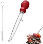 U-Taste Aquarium Pipette Cleaner: 1.5oz Coral Feeder for Fish Tank Cleaning, Manual Feeding Tube, Food Grade Siphon Dropper, Waste Remover with Strong Suction & Stand & Brush (11.98in, Red)