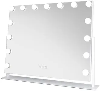 Zadro Vanity Makeup Mirror with LED Lights, 25 x 20 inches, 15 Dimmable LEDs, 3 Light Settings, 360-Degree Rotation