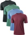 Star Vibe 4 Pack Mens Active Quick Dry Crew Neck T Shirts Athletic Workout Short Sleeve Tee Moisture Wicking Running Tops Black/Green/Blue/Wine Red 3XL