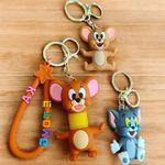 Asha Maven Tom and Cherry Keychain for Bike, Car, Bag | Cute Cartoon Character Key Ring | Bike, Car, Home Key Accessory for Kids, Men, and Women (Tom and Jerry Happy Face Combo)