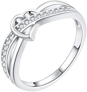 Starchenie Infinity Heart Promise Ring for Women 925 Sterling Silver White Gold Plated, sterling silver