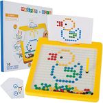 Magnetic Drawing Board, Montessori Drawing Pad with Pen and Cards, Colorful Magnetic Dot Art Doodle Board, Educational Learning Sensory Toy for Toddlers Kids