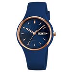 GBB Women's Simple Quartz Analog Watch with Silicone Band Big Face Waterproof Sport Ladies Wrist Watch Fashion Casual Watches for Young Women Lady Girls (Navy Blue)