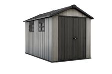 Keter Oakland Outdoor Plastic Garden Storage Shed, Grey, 7.5 x 11 feet