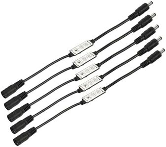 MECCANIXITY LED Strip Dimmer, 12V to 24V 3 Keys Mini Brightness Adjustable Controller Lamp Switch with DC Plugs for Single Color Strips, Black Pack of 5