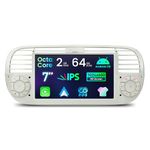 XTRONS 7" Android Fiat 500 Stereo Radio Player, Octa Core 2+64GB 1 Din Head Unit for Fiat 500 (2007-2015) Cream w EQ DSP Dual Band WiFi Wireless CarAutoPlay GPS Bluetooth Cooling System, Optional DAB+