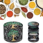 Supvox® Tree of Life Herb Storage Grinder Zinc Alloy Spice Mill with Precision Teeth, 4-Layer Design, Aesthetic Kitchen Tool for Herbs & Spices