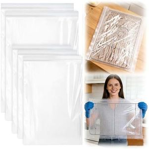 Ssryxsnan Oven Rack Cleaning Bags, Heavy Duty No Scrub Oven Rack Cleaning Bags, Reusable Leak-Resistant PE Bags for Deep Soaking Grill Grates, BBQ Racks, No Cleaner Included, 5 Pack (27.5''*19.6'')