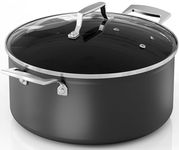 MSMK 6-Quart Stock Pot / Stockpot / Pasta Pot / Soup Pot with Glass Lid, Burnt also Nonstick, Lasting Non stick, Oven safe to 700°F, Induction, Scratch-resistant Durable PFOA Free Non-Toxic Cookware