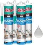 Akfix 100E RTV Translucent Silicone Caulk (4x10.1 fl.oz.) - 100% Waterproof Silicone Sealant for Kitchen and Bathroom, Shower, Toilet, Sink, Window and Door, No Yellowing | Translucent, 4 Pack