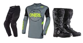 O'Neal 2024 Element Brand Offroad Motocross Jersey Pant Element Boot Combo Gray/Black, Brand Gray/Black, Large/34/BOOTS 13